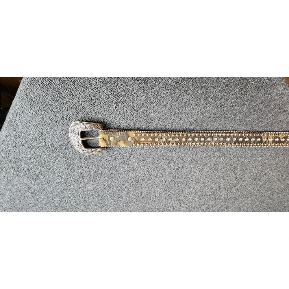 Nocona Women's,Girls Genuine Brown Leather Rhinestones Studded Belt Size 22‎